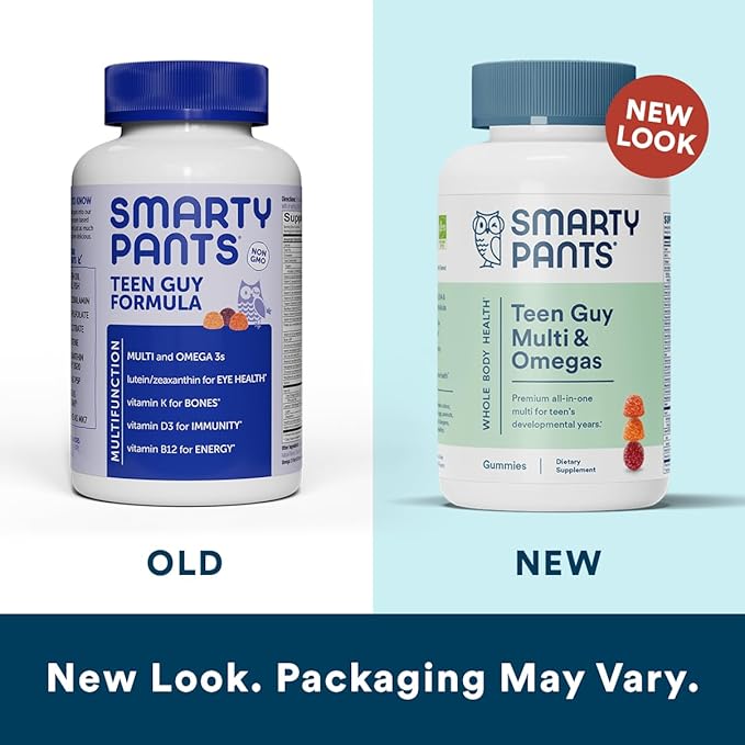 SmartyPants Teen Guy Multivitamin Gummies: Omega 3 Fish D3, C, B12, B6, B6, Vitamin 120 Count (30 Day