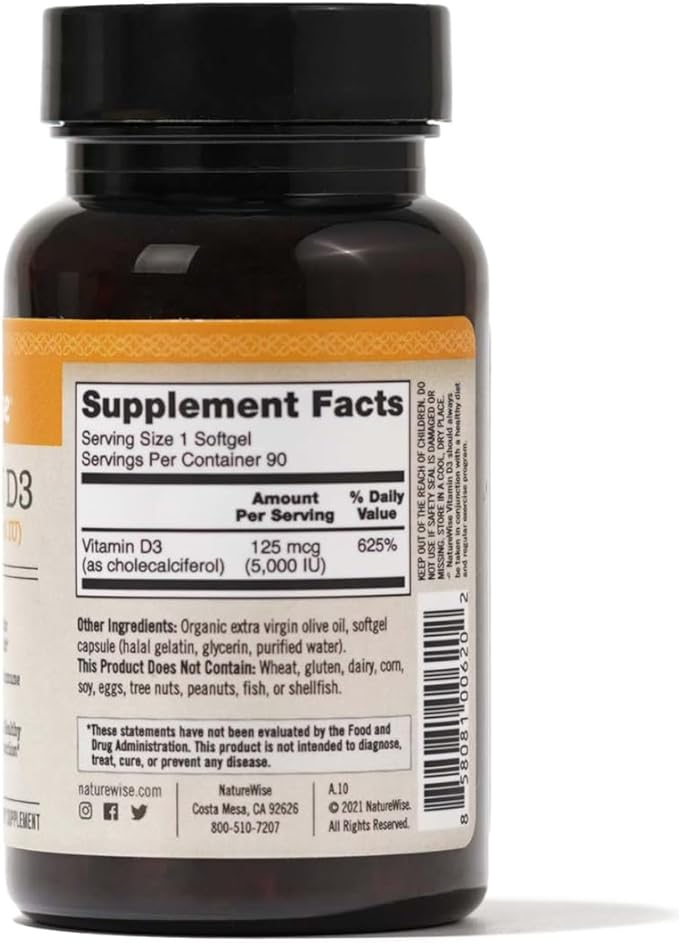NatureWise Vitamin D3 5000iu (125 mcg) 90 Count