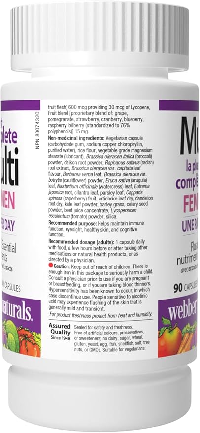 Webber Naturals Women's Most Complete Multi, 90 Vegetarian Capsules