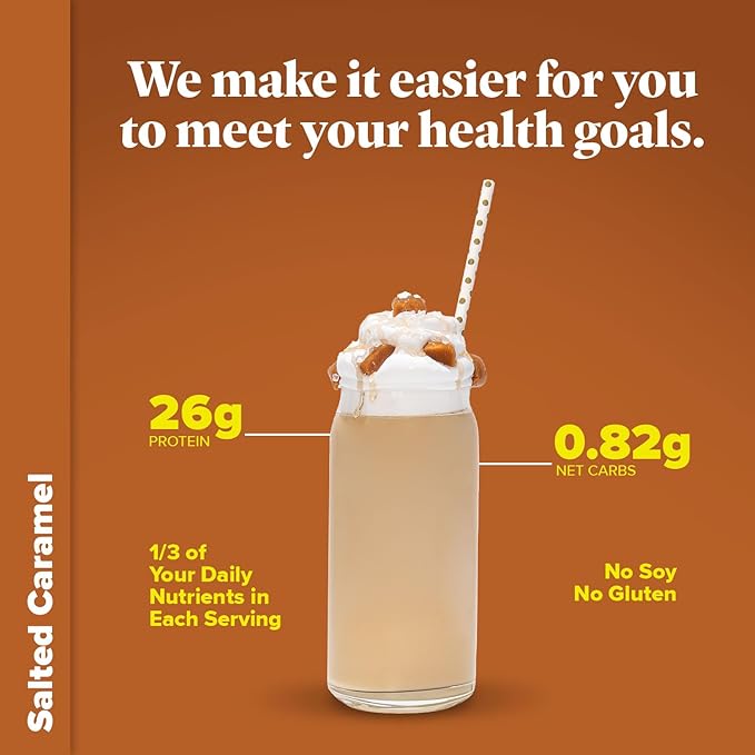 Keto Chow Salted Caramel | Keto Meal Replacement Shake | Nutritionally Complete | Low Carb | Delicious Easy Meal Substitute | You Choose The Fat | 21 Meal Bulk Pack