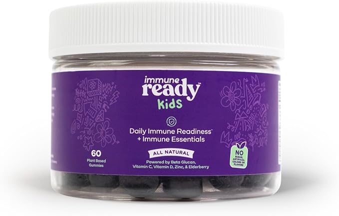 Kids Gummies with Beta Glucan, Elderberry, Vitamin C, D3, Zinc - Non-GMO, Vegan, Sugar Free - Mixed Berry Flavor - 60 Gummies