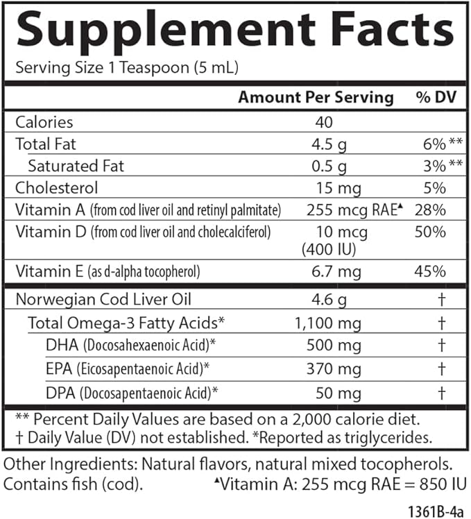 Carlson - Cod Liver Oil, Omega-3s 250 ml