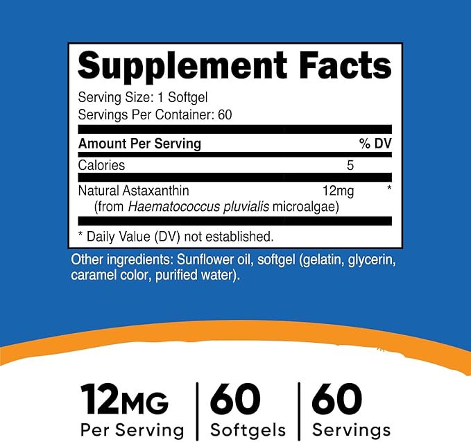 Nutricost Astaxanthin 12mg, 60 Softgels (2 Month