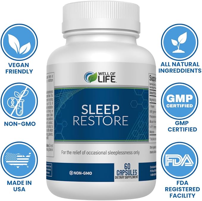 Sleep Restore - Tranquil Sleep Formula 5-HTP, Magnesium, 60 Veg
