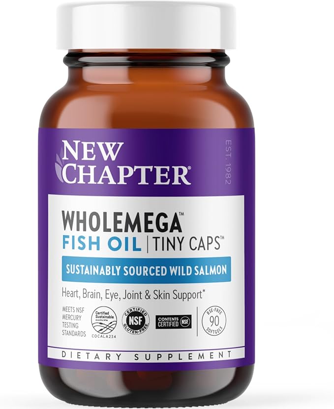 New Chapter Wholemega Fish Oil Supplement Omega-3 + D3 + 90 ct 500mg Softgels