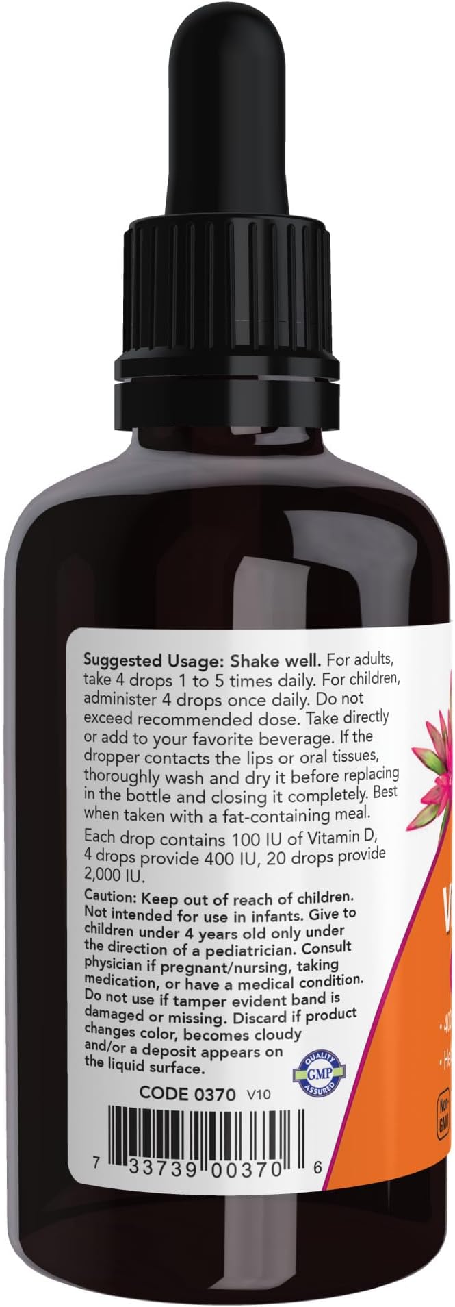 NOW Supplements, Liquid Vitamin D-3, Strong 2-Ounce (Pack 2)