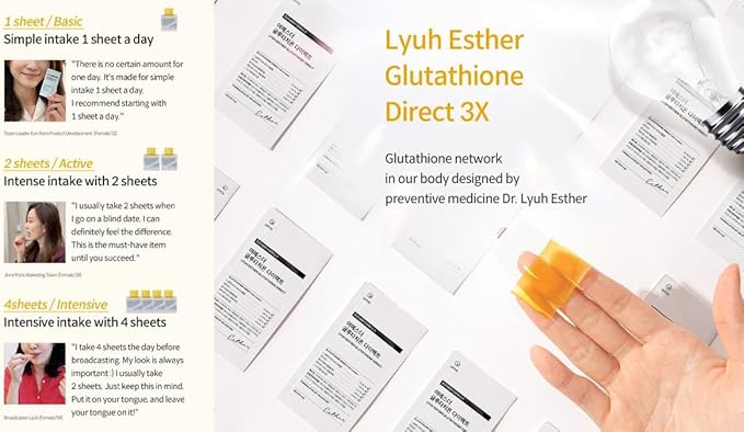 Lyuh Esther Glutathine Direct 3X Edible (1 Box 325mg - 30 Films) 3X, Yellow