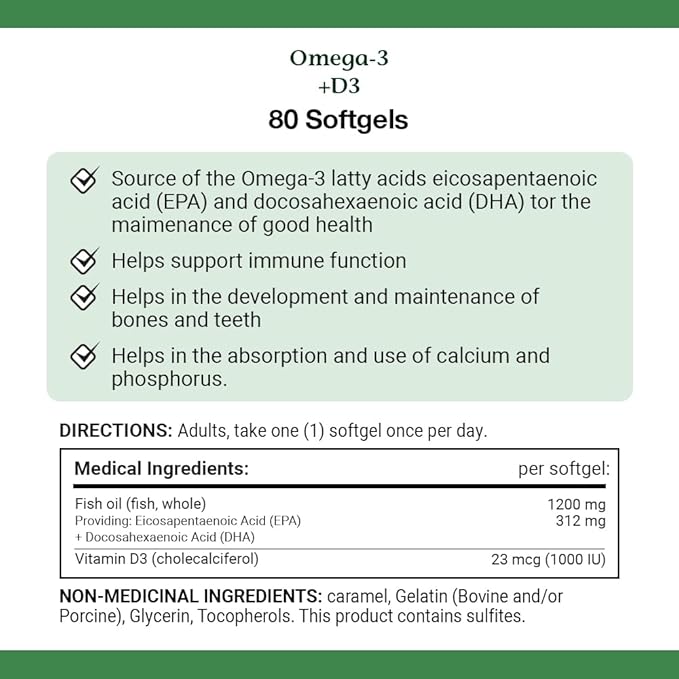Nature's Bounty Omega-3 + D3 Fish 1200mg / D3 1000IU 1000IU 90 90 softgels