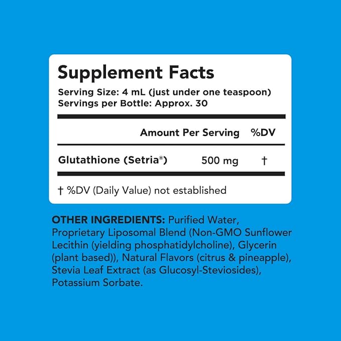AMANDEAN Liposomal Glutathione Supplement. Liquid Reduced 500mg. Immune