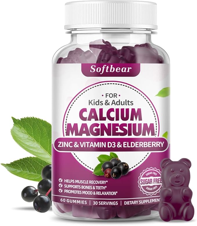Calcium Magnesium Zinc Gummies for Women, 600 mg 60 Gummies