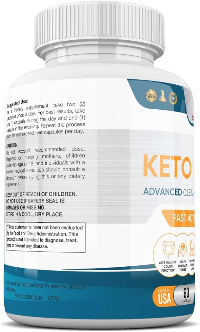 Detox Cleanse for Weight Loss - Natural Gut & Intestinal Cleanse Pills - Proprietary Blend with Psyllium Husk - Keto Detox for Women & Men - Non-GMO, NSF Certified, Made in USA - 60 Capsules