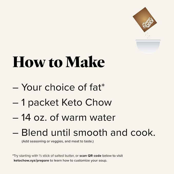Keto Chow Savory Chicken | Keto Meal Replacement Shake Powder | Nutritionally Complete | Low Carb | Delicious Easy Meal Substitute | Protein Rich You Choose The Fat | Single Meal Sample