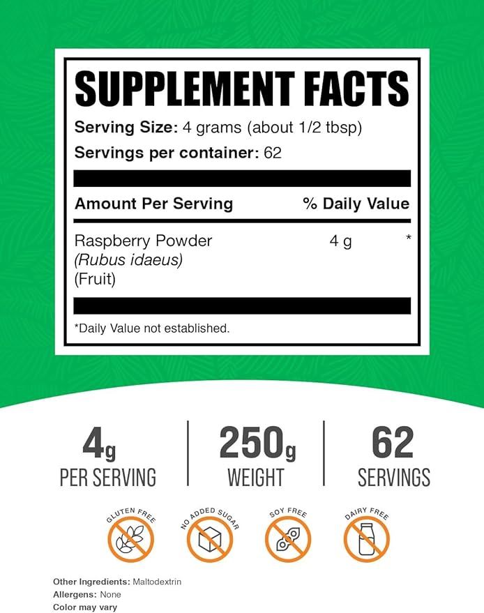 BulkSupplements.com Raspberry Powder - Dried Fruits Powder - Dried Raspberries Powder - Antioxidant Powder - Raspberry Fruit Powder - Raspberry Flavoring Powder (250 Grams - 8.8 oz)