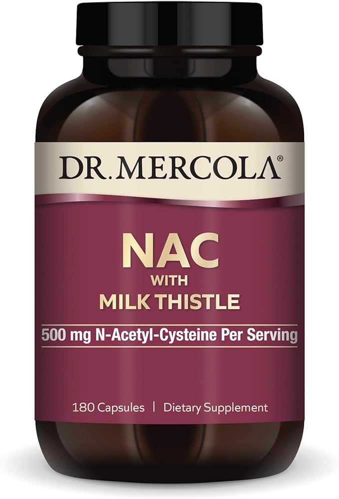Dr. Mercola NAC with Milk Thistle, 90 Servings (180 Capsules), 500 mg