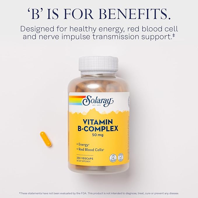 SOLARAY Vitamin B Complex 50mg B12, B6 B6 and 250 VegCaps