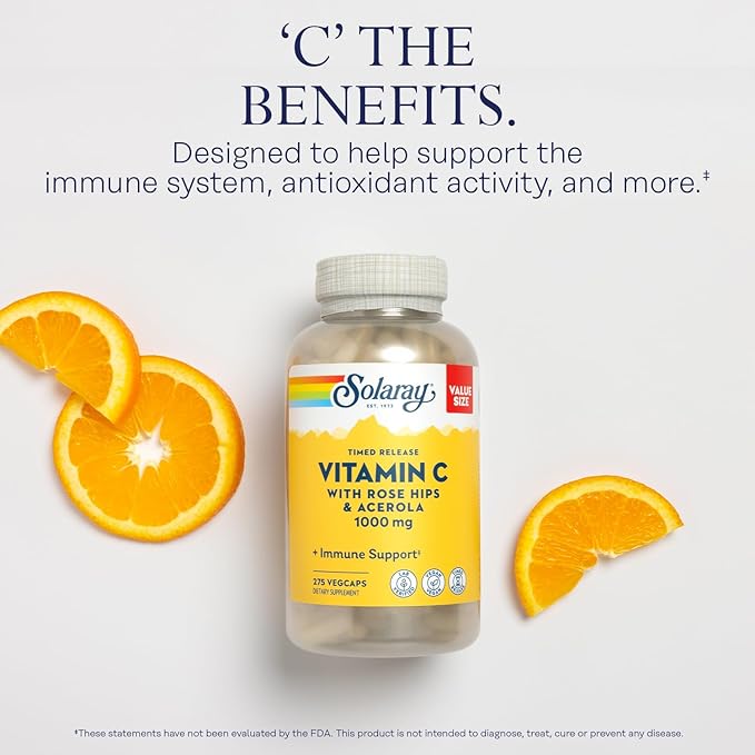 SOLARAY Vitamin C 1000mg Timed Release 60 Day 275 Servings, 275 VegCaps