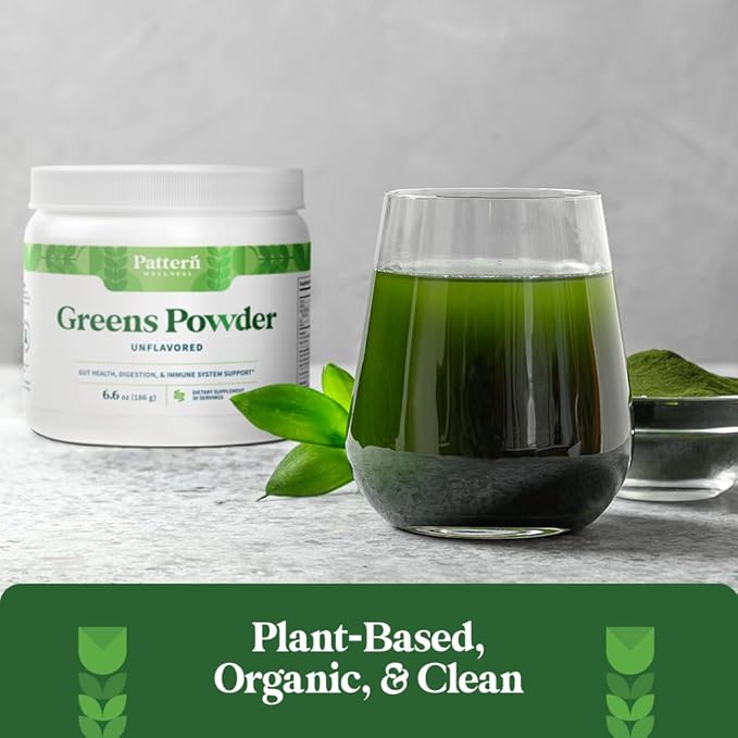 Pattern Wellness Greens Powder Superfood 30 Servings 16oz (Unflavored)