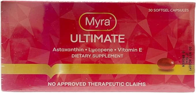 Myra Utimate Capsules: Astaxanthin, Lycopene and 30 Softgel