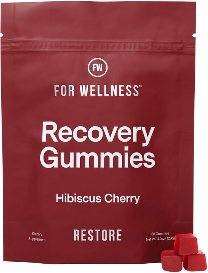 Recovery Gummies - Tart Cherry Gummies for Muscle Recovery - Hibiscus Cherry Flavor with Antioxidants & Electrolytes Combats Soreness, Fights Inflammation, Boosts Energy - Vegan, Non-GMO, Gluten-Free