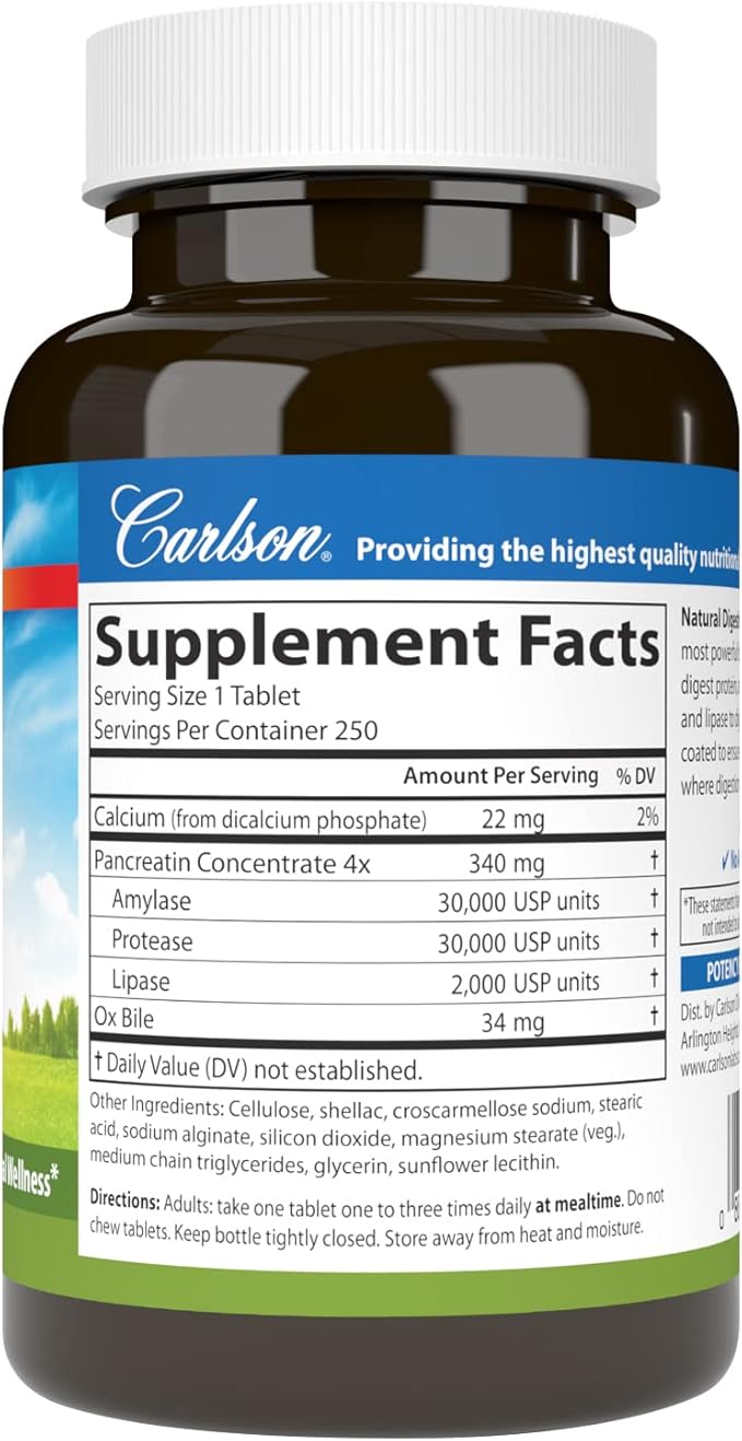 Carlson - Natural Digestive Enzymes, Digestive #34 with 250 Tablets