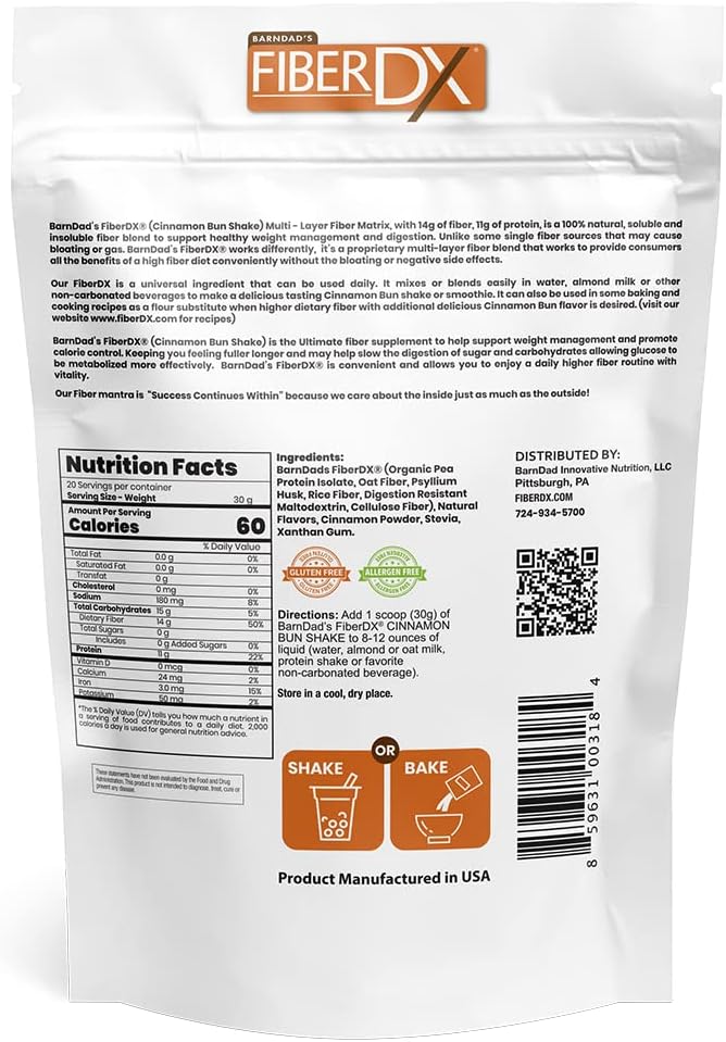 BarnDad's Fiber-DX Fiber Supplement, Cinnamon Bun, 600g
