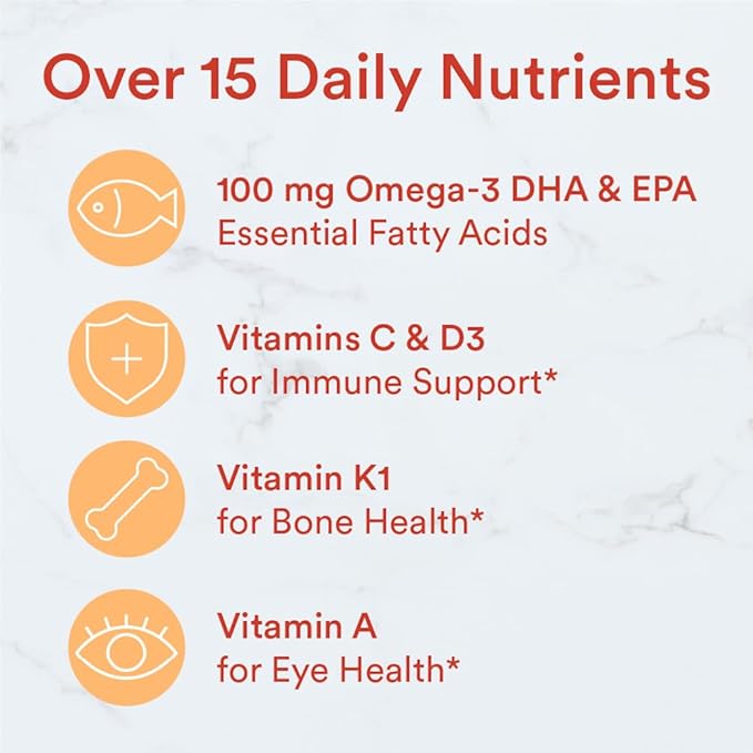 SmartyPants Kids Multivitamin Gummies: Omega 3 D3, C, B12, B6, B6, Vitamin 90 Count (22 Day