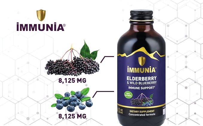 Immunia Elderberry & Wild Blueberry Concentrated. 24 Days/Bottle. 1-Pack