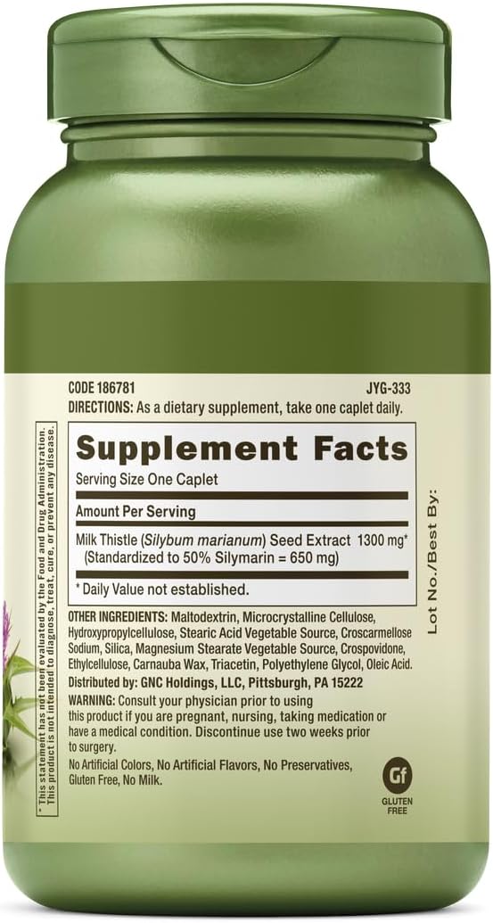 GNC Herbal Plus Milk Thistle 1300mg 120 Count