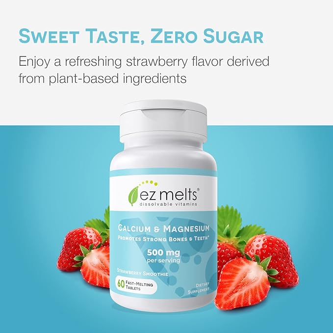 EZ Melts Dissolvable Calcium & Magnesium D3, Sugar-Free, 1-Month Supply