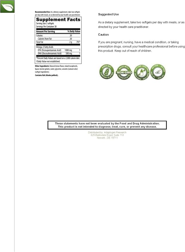 Omega Plus 1500 1500mg of 3 Fatty 60 Softgels