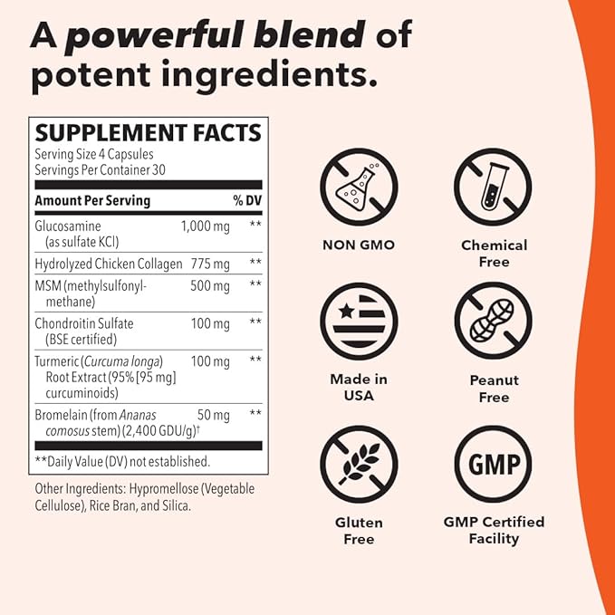 LifeSeasons Mobili-T - Joint Support Supplement - Glucosamine Chondroitin MSM Collagen Bromelain & Turmeric - Reduce Inflammation & Aches - Increase Range of Motion & Mobility - 208 Capsules
