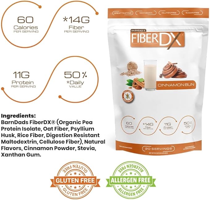 BarnDad's Fiber-DX Fiber Supplement, Cinnamon Bun, 600g
