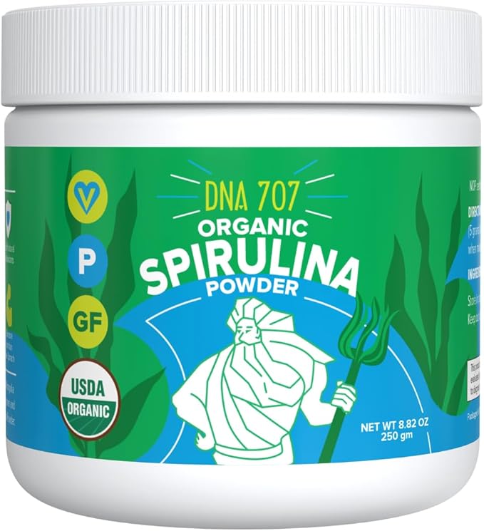 MATCHA DNA DNA707 Premium Organic Spirulina Powder 83 Servings (8.82 oz 250g) Sustainably 100% Vegetarian (250 g