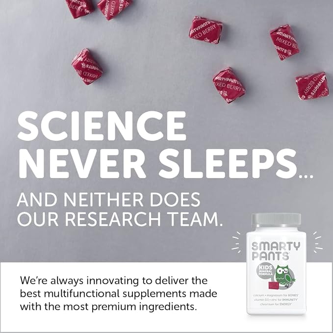 SmartyPants Kids Mineral Chews: Magnesium Citrate D3, Vitamin K2, Zinc 60 Count (30 Day
