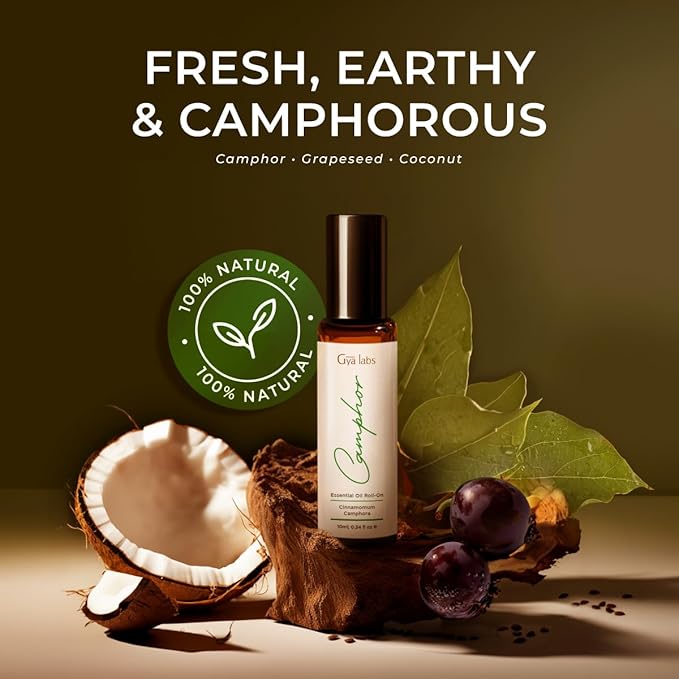 Gya Labs Camphor Essential Oil Roll On 100% Pure (0.34 Fl