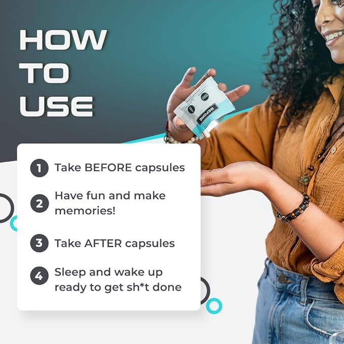 Before & After Drinking Pills - Dhm, Milk Thistle Supplements Extract - After Drinking Capsules with Liver Support - Restore Pill with Ginger, Electrolytes for Better Morning (6 Packet)