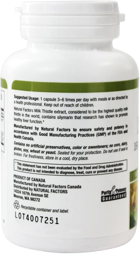Natural Factors HerbalFactors, Milk Thistle 250 60 Capsules