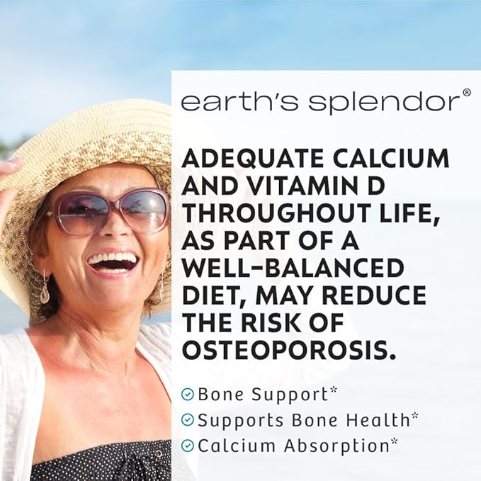 Earth's Splendor Bone Health Support, (600mg Calcium, 120 Tablets)