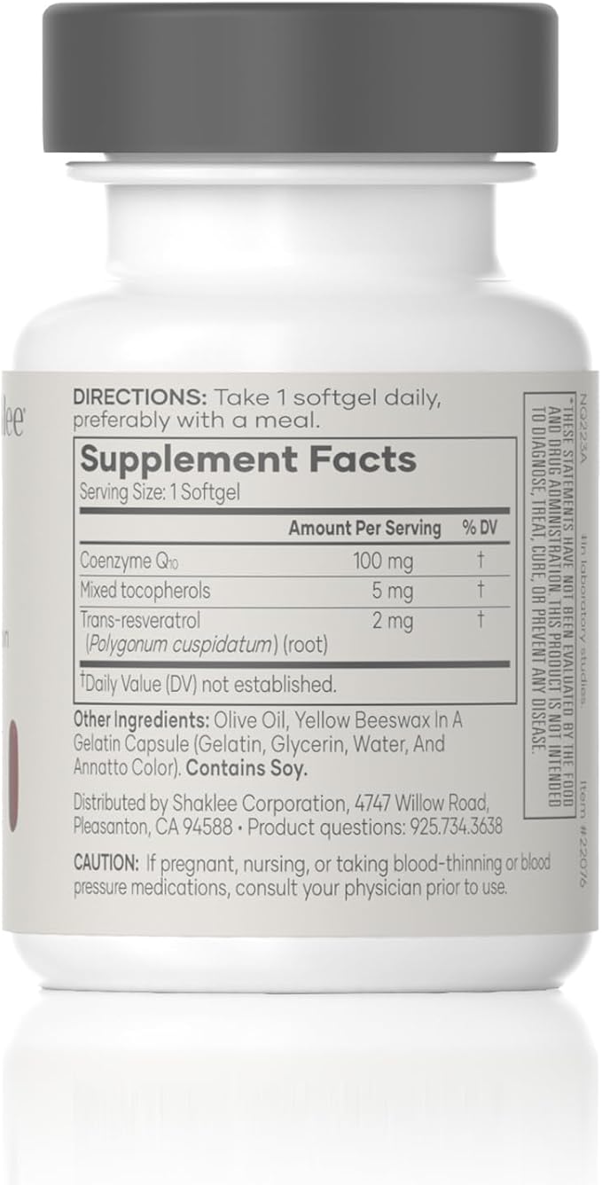 CoQHeart® with Q-Trol®: Energy Support for Heart Health - Coenzyme Q10 and Resveratrol Blend - Facilitates Energy Production and Blood Vessel Health - Protects Arteries - 30 Softgels