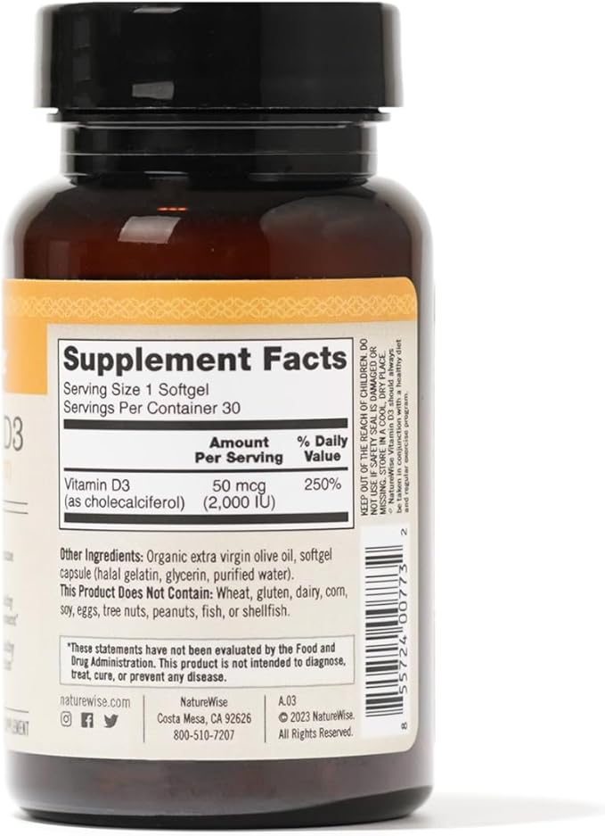 NatureWise Vitamin D3 2000iu (50 mcg) 30 Count,