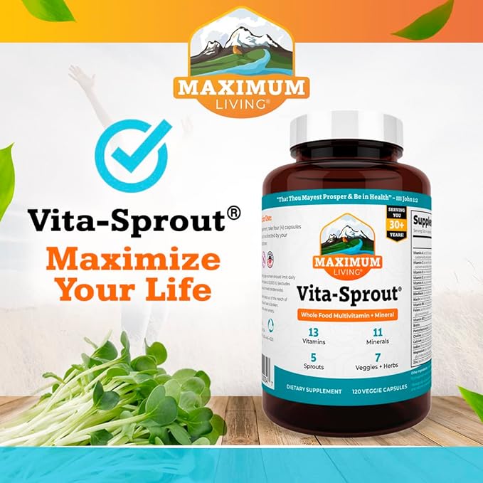 Vita-Sprout Whole-Food Multivitamin & Phytonutrient Blend 120 Capsules