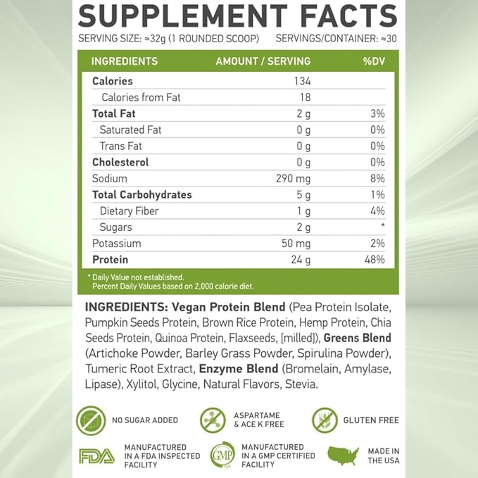 MFL Vegan, Plant-Based Protein Powder l 2.12 lbs