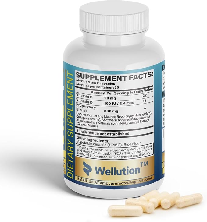 WELLUTION Height Growth Maximizer – Natural Supplement for Bone Strength & Support – Made in USA – Calcium-Enriched Pills