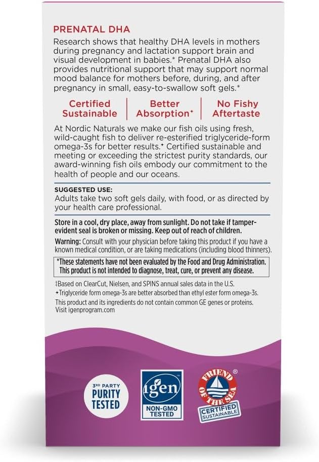 Nordic Naturals Prenatal DHA, Strawberry 120 Soft 830 mg Omega-3 + 400 IU D3 - 60 Servings