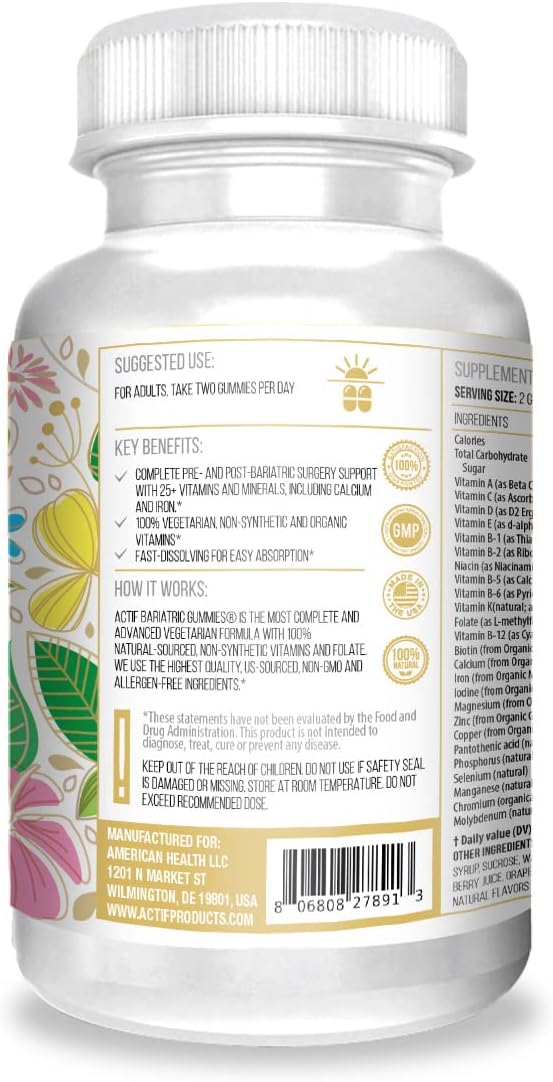 ACTIF Organic Bariatric Gummies with 25+ 90 Count