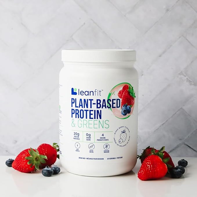 LeanFit PLANT-BASED PROTEIN & GREENS, Natural 20g Protein, 19 Servings, 1.25 Pound