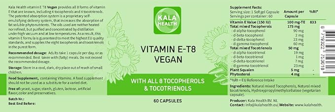 Kala Health Unique Vegan Formula 8 Tocopherols