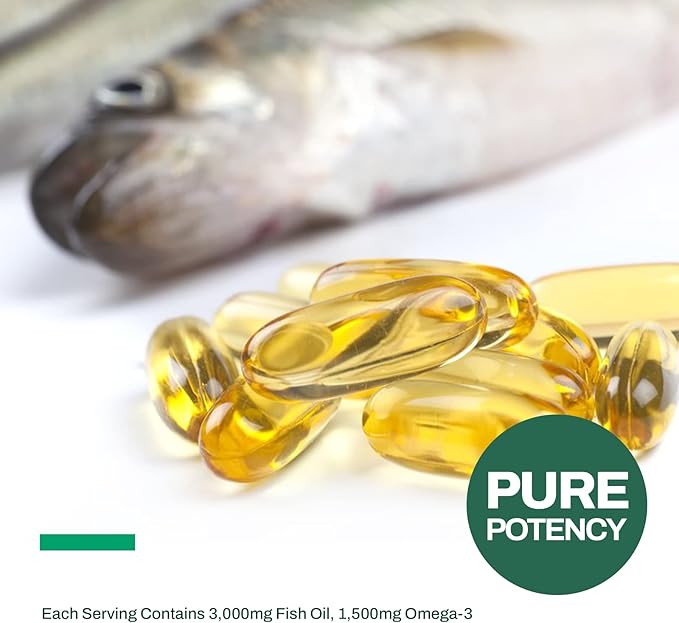 Omega-3 Fish Oil Supplement 3000mg Fish 900mg EPA, 600mg DHA 120 Softgels