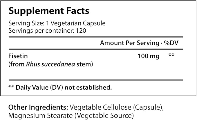 Fisetin Supplement 100mg 120 Vegetarian Capsules