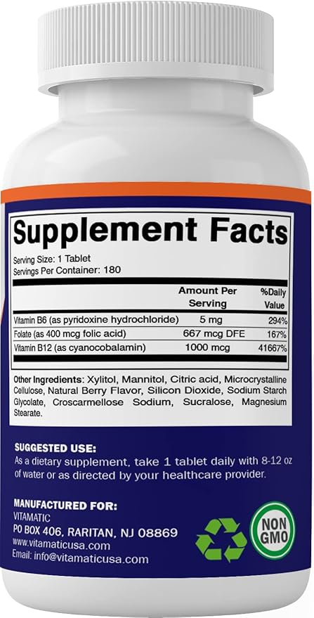 Vitamatic Folic Acid B12 B6 180 Fast